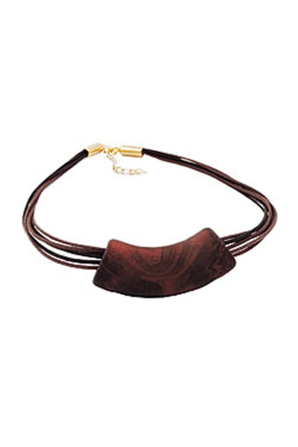 Necklace Tube Flat Curved Brown 50cm - GL04290