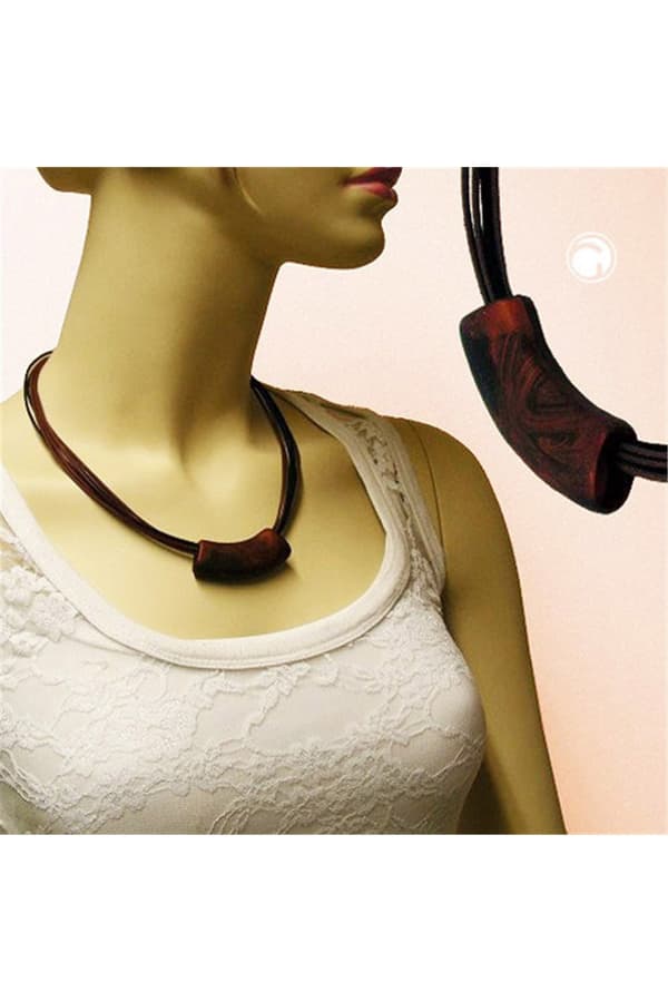 Necklace Tube Flat Curved Brown 50cm - GL04290