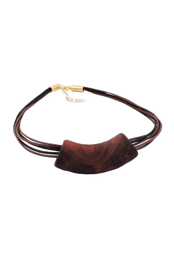 Necklace Tube Flat Curved Brown 50cm - GL04290