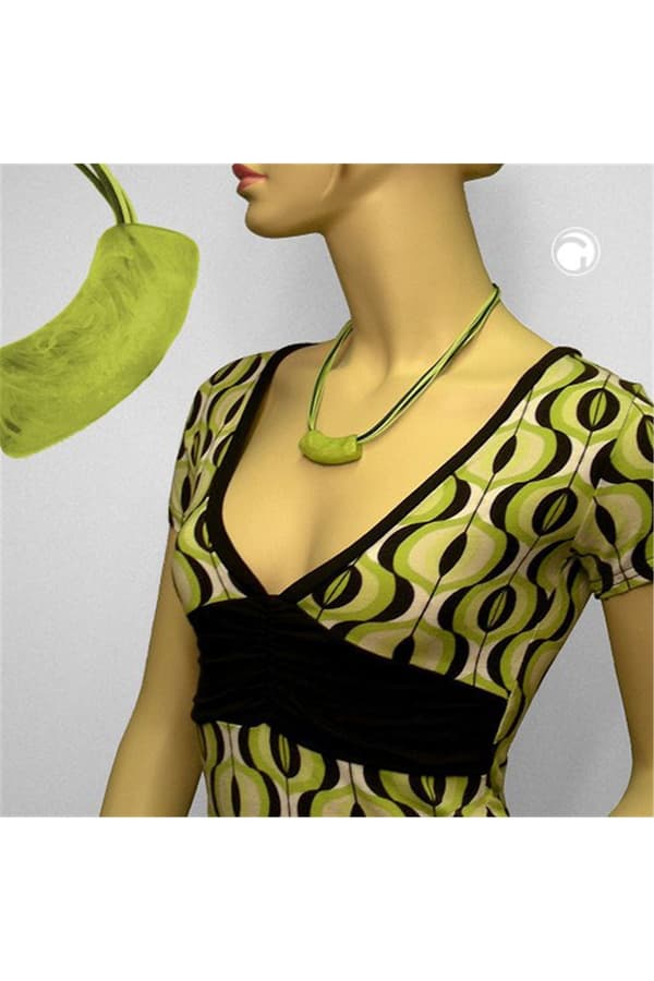 Necklace Tube Flat Curved Green 50cm - GL03438