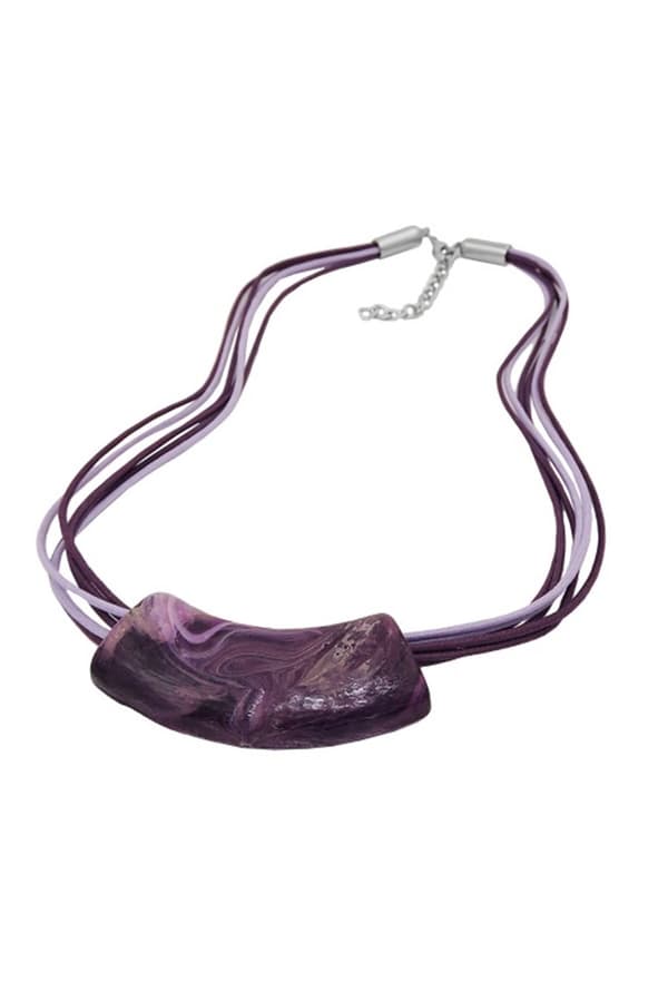 Necklace Tube Flat Curved Dark Lilac 50cm - GL02704