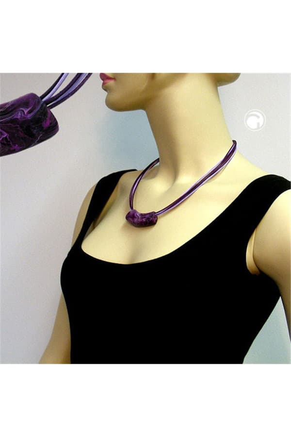 Necklace Tube Flat Curved Dark Lilac 50cm - GL02704