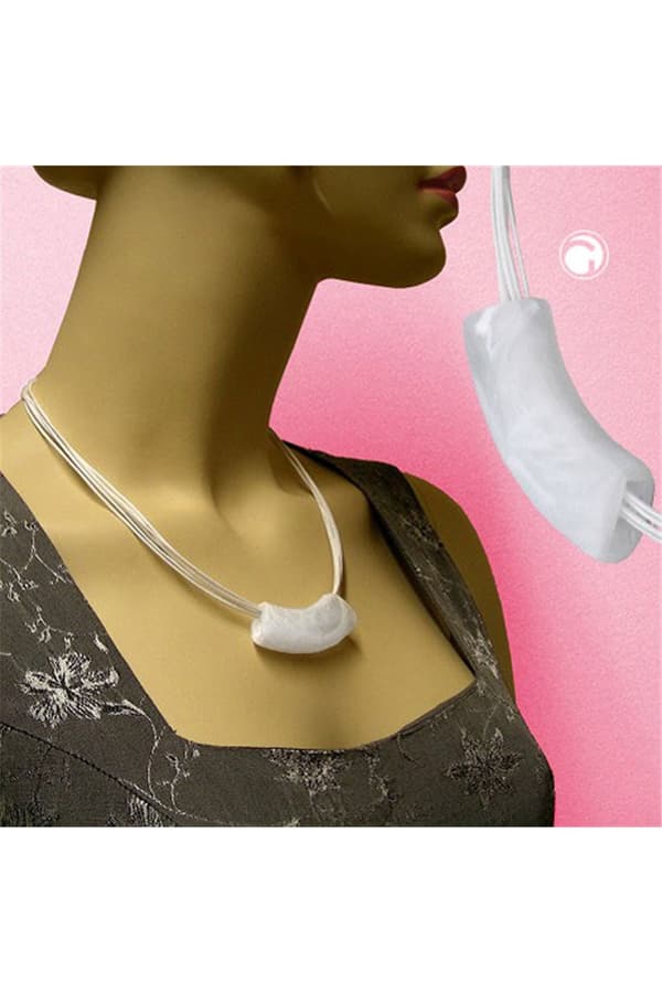 Necklace Tube Flat Curved White 50cm - GL02510