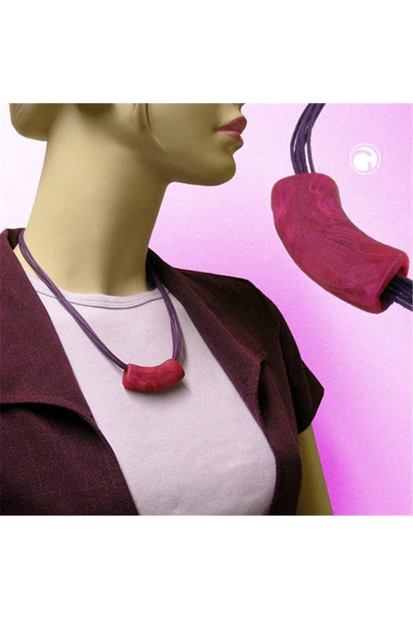 Necklace Tube Flat Curved Pink 50cm - GL02277