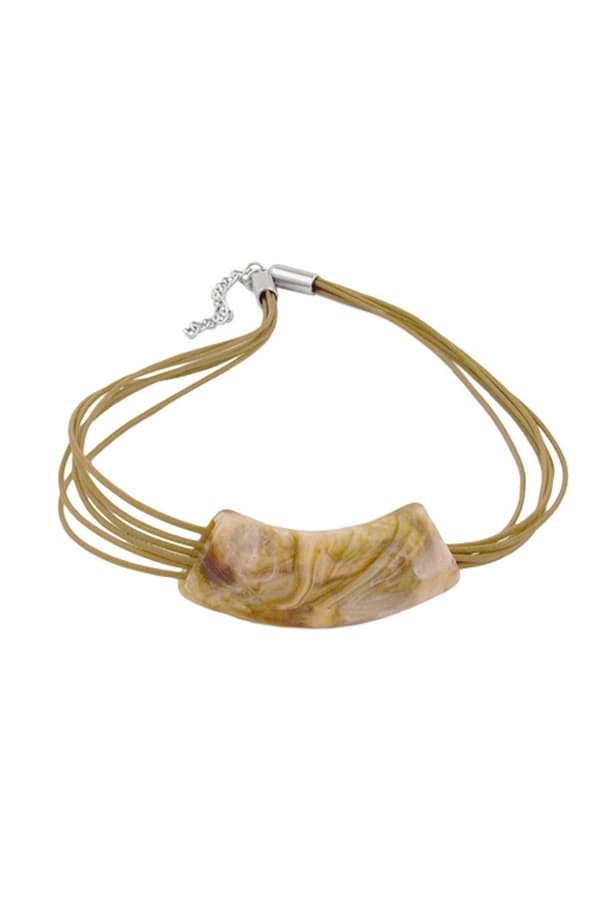 Necklace Tube Flat-Curved White-Olive 50cm - GL02245