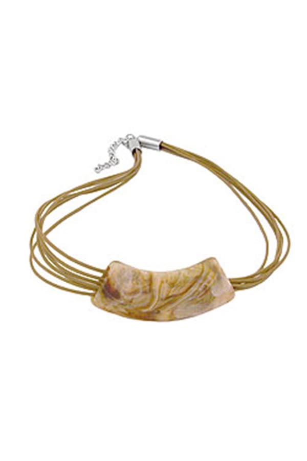 Necklace Tube Flat-Curved White-Olive 50cm - GL02245