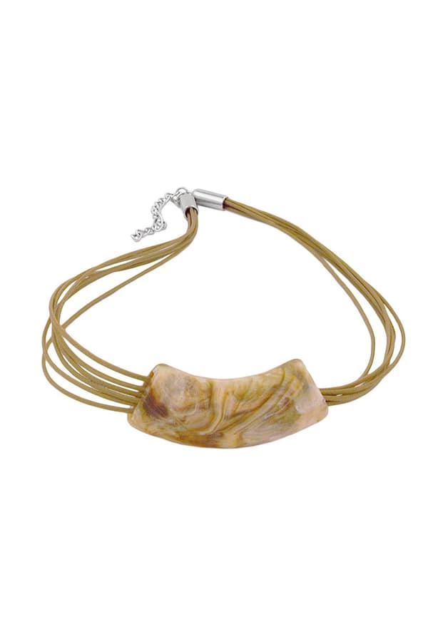 Necklace Tube Flat-Curved White-Olive 50cm - GL02245