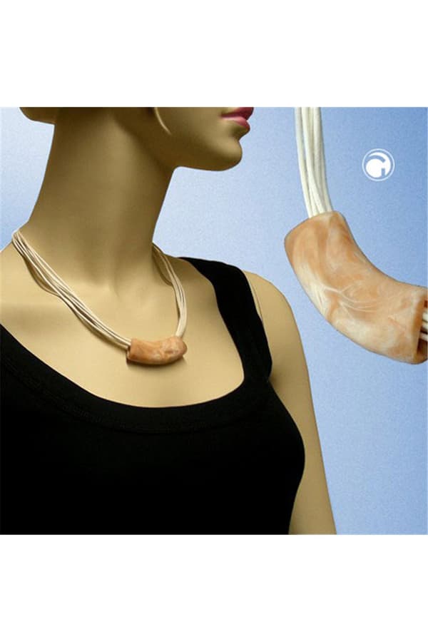 Necklace Tube Flat Curved Beige 50cm - GL02200