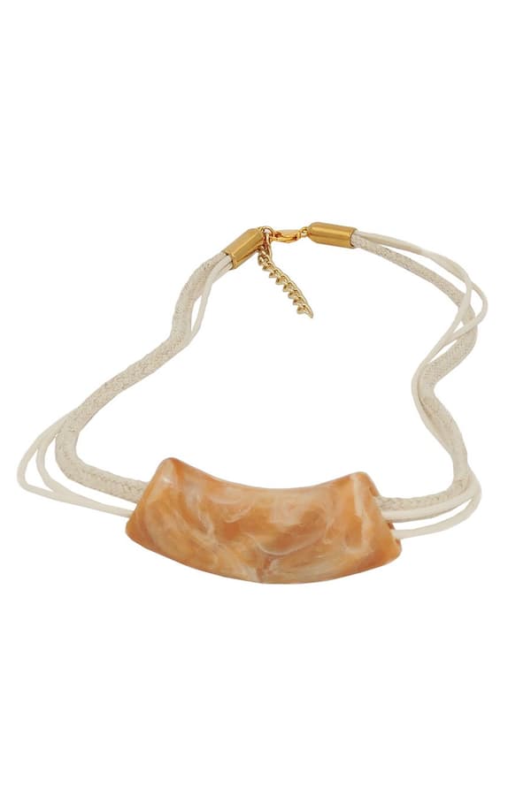 Necklace Tube Flat Curved Beige 50cm - GL02200