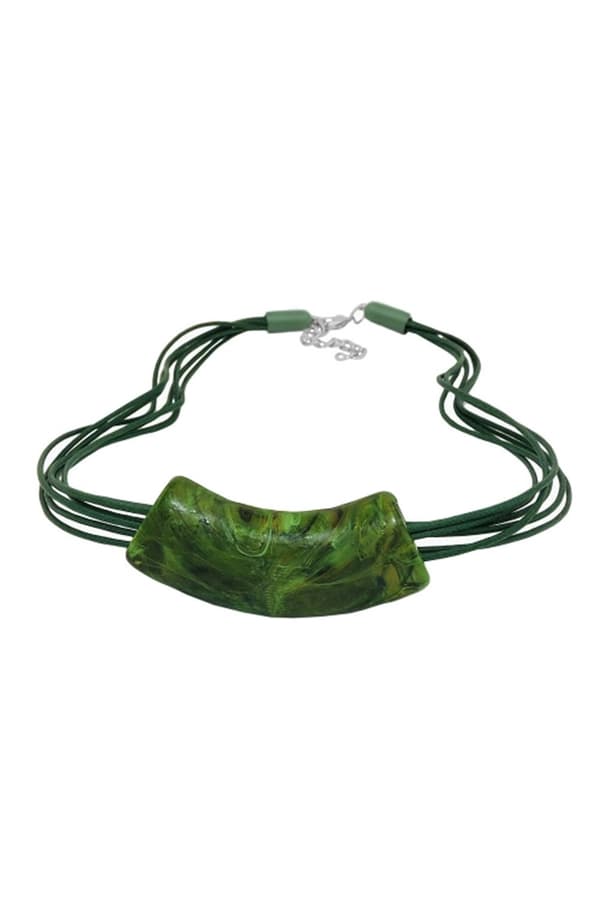 Necklace Tube Flat Curved Green 50cm - GL01397