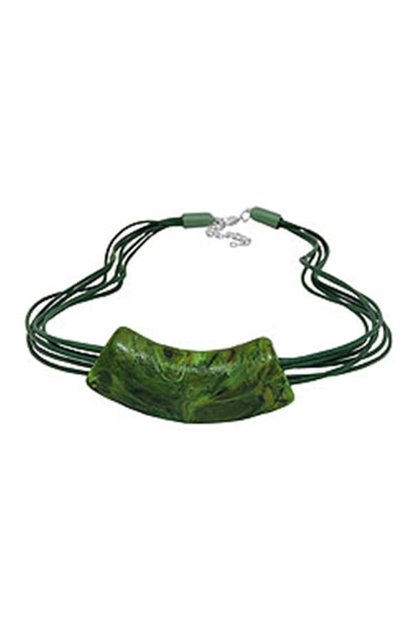 Necklace Tube Flat Curved Green 50cm - GL01397