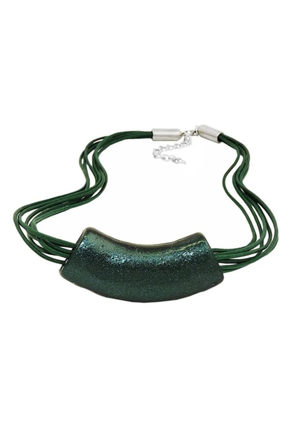 Necklace Tube Flat-Curved Dark-Green - GL01357