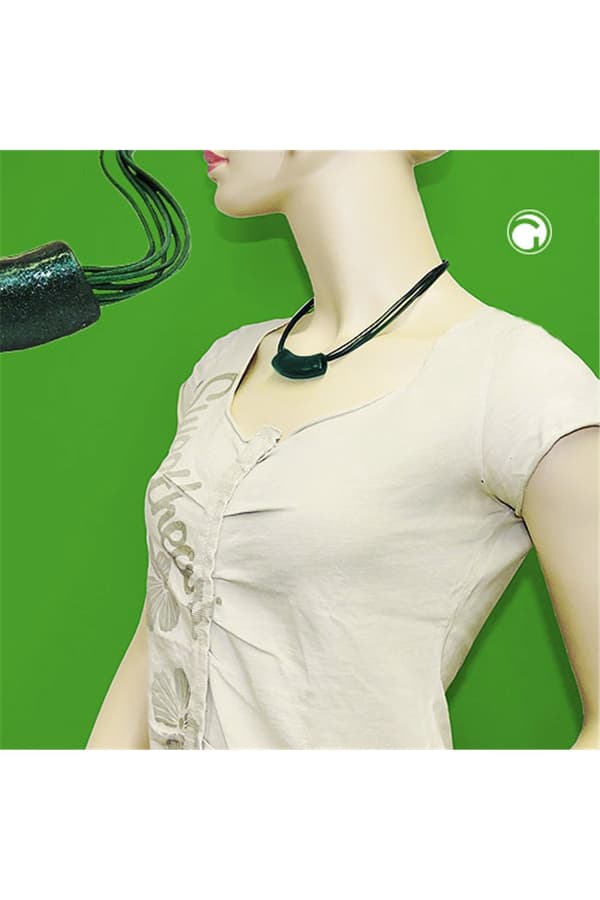 Necklace Tube Flat-Curved Dark-Green - GL01357