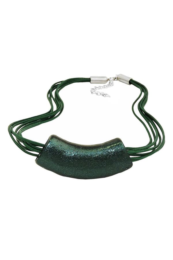Necklace Tube Flat-Curved Dark-Green - GL01357