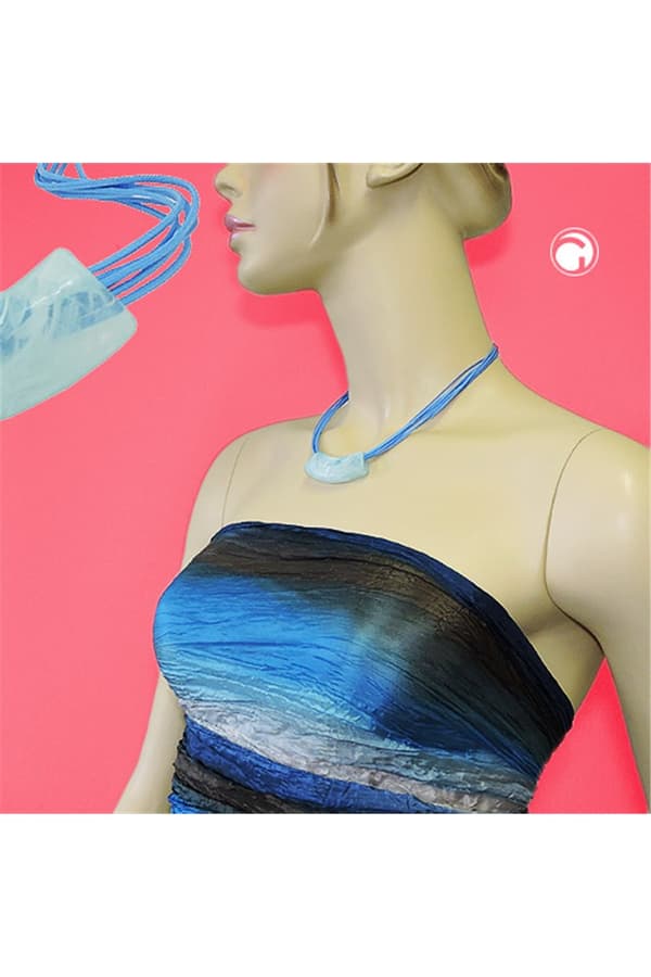 Necklace Tube Flat Curved Turquoise - GL01345