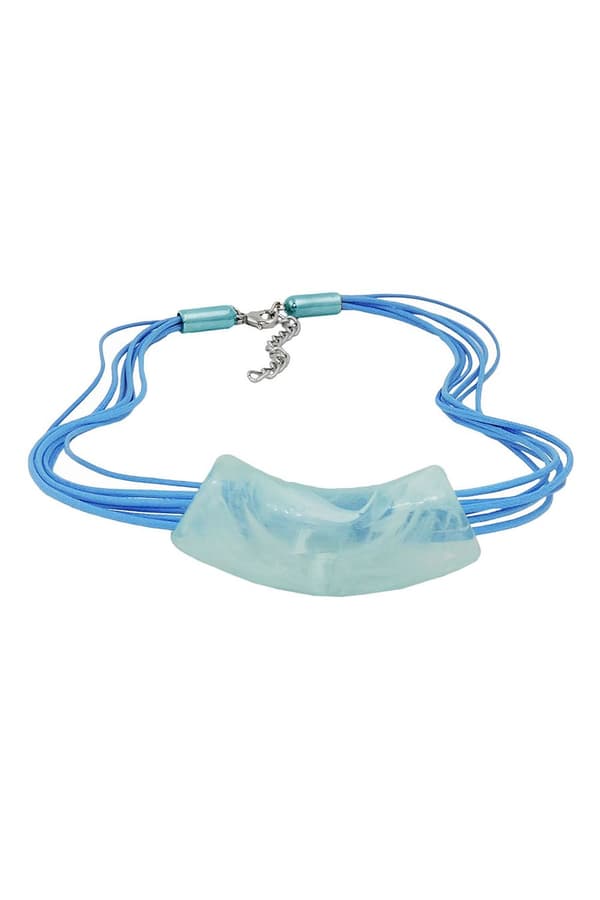 Necklace Tube Flat Curved Turquoise - GL01345
