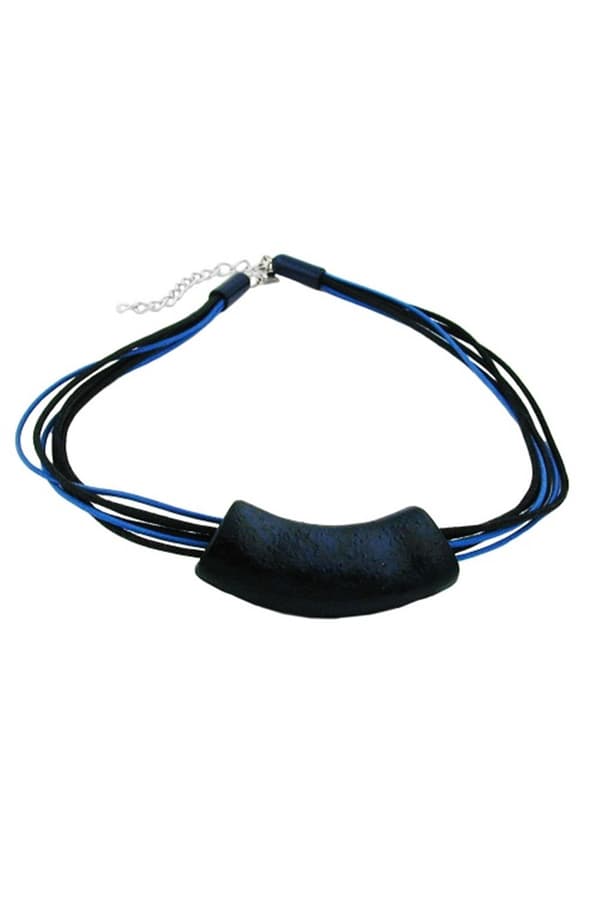 Necklace Tube Flat Curved Darkblue 50cm - GL00127