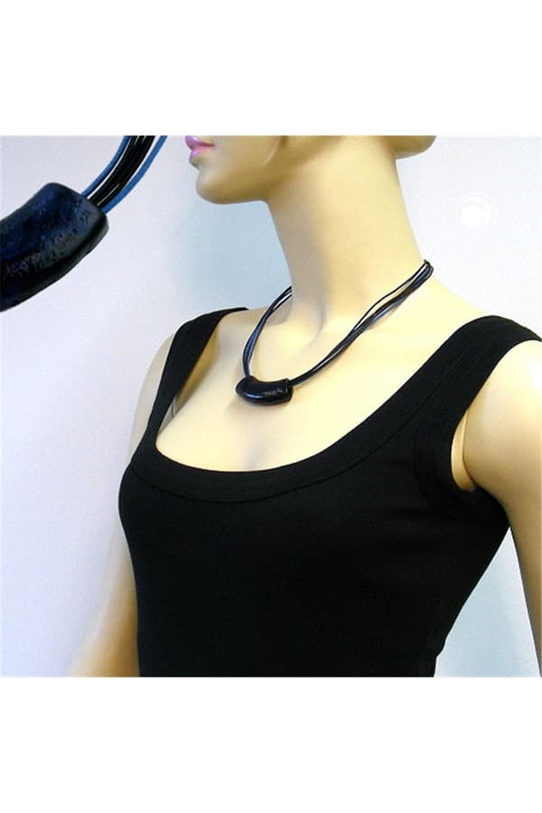 Necklace Tube Flat Curved Darkblue 50cm - GL00127