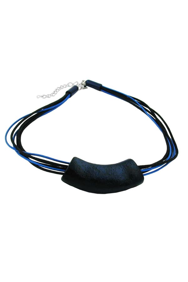 Necklace Tube Flat Curved Darkblue 50cm - GL00127