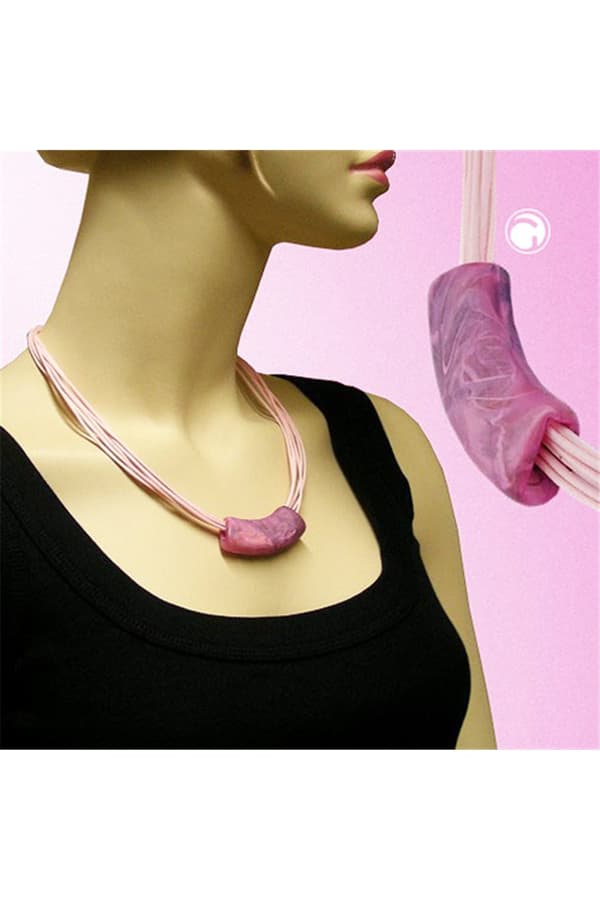 Necklace Tube Flat Curved Lilac-Fuchsia 50cm - GL00115