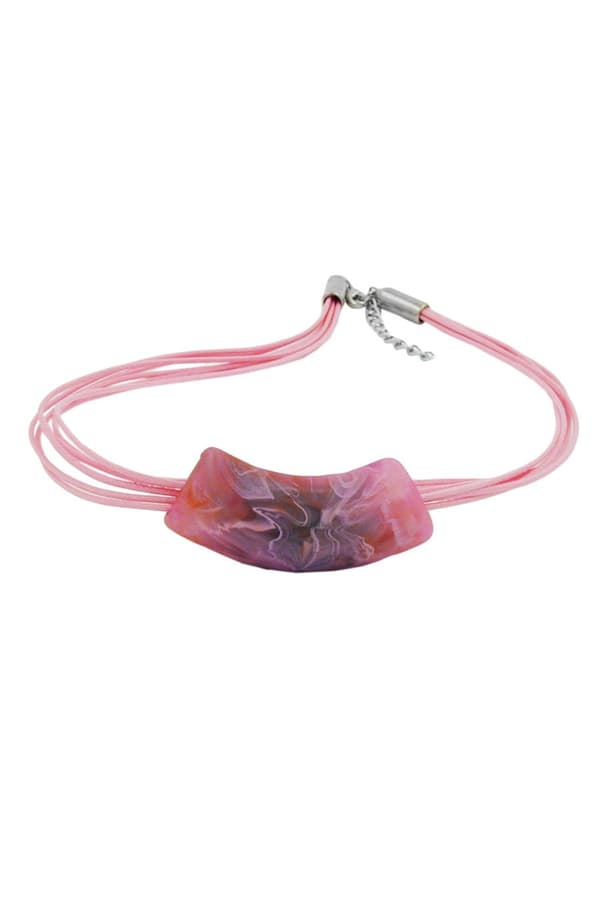 Necklace Tube Flat Curved Lilac-Fuchsia 50cm - GL00115