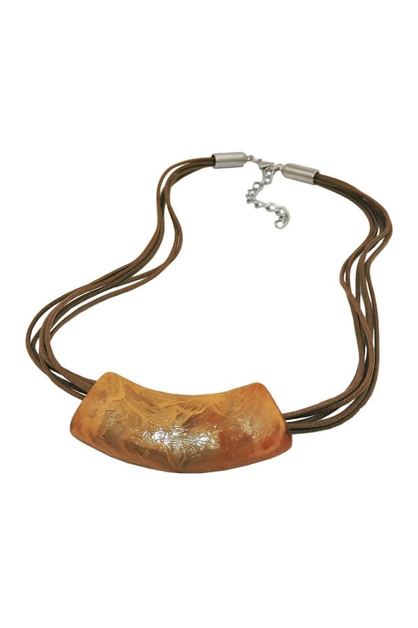 Necklace Flat Tube Pendant Ochre-Light Brown - GL00095