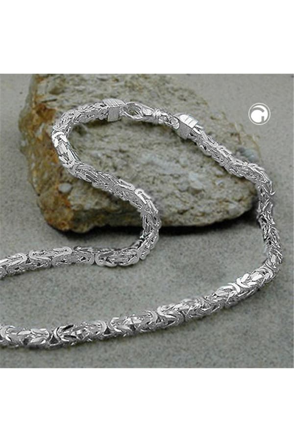 Necklace 6x6mm Square Byzantine Chain Shiny Silver 925 80cm - GL137003-80