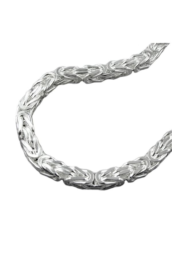 Necklace 8x8mm Square Byzantine Chain Shiny Silver 925 80cm - GL137008-80
