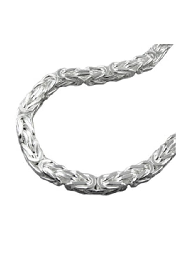 Necklace 8x8mm Square Byzantine Chain Shiny Silver 925 80cm - GL137008-80