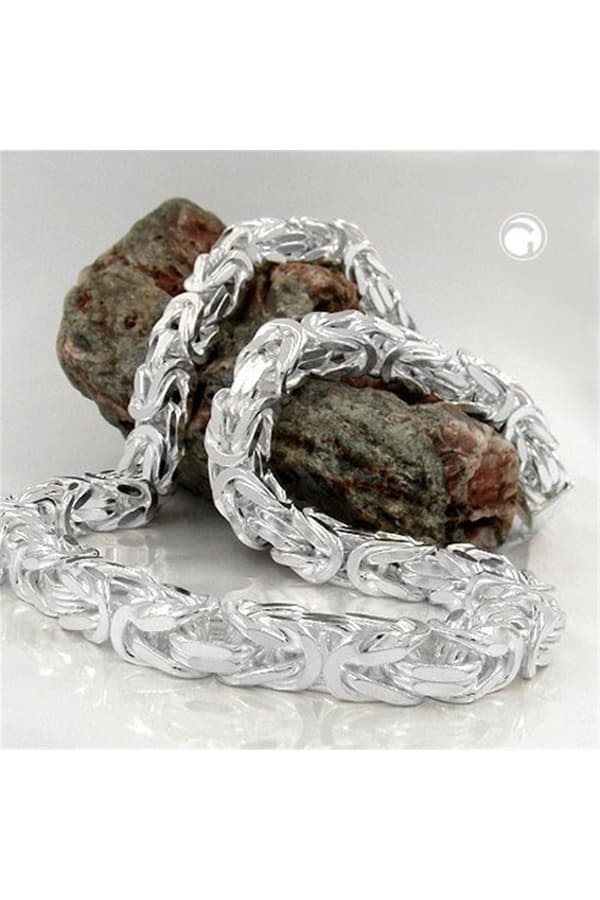 Necklace 8x8mm Square Byzantine Chain Shiny Silver 925 80cm - GL137008-80
