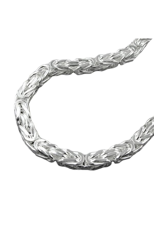 Necklace 8x8mm Square Byzantine Chain Shiny Silver 925 80cm - GL137008-80