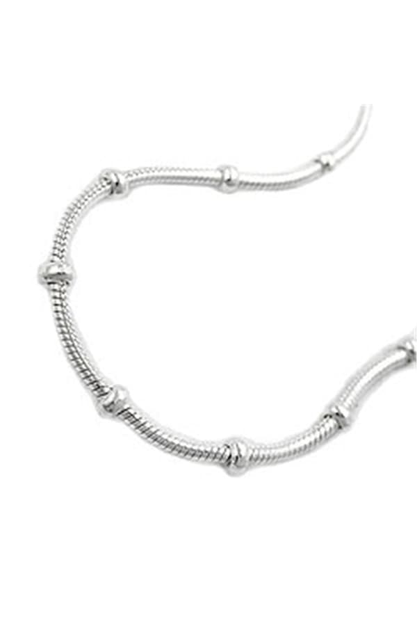 Necklace 1mm Round Snake Chain With Balls Symmetrical Silver 925 38cm - GL119007-38