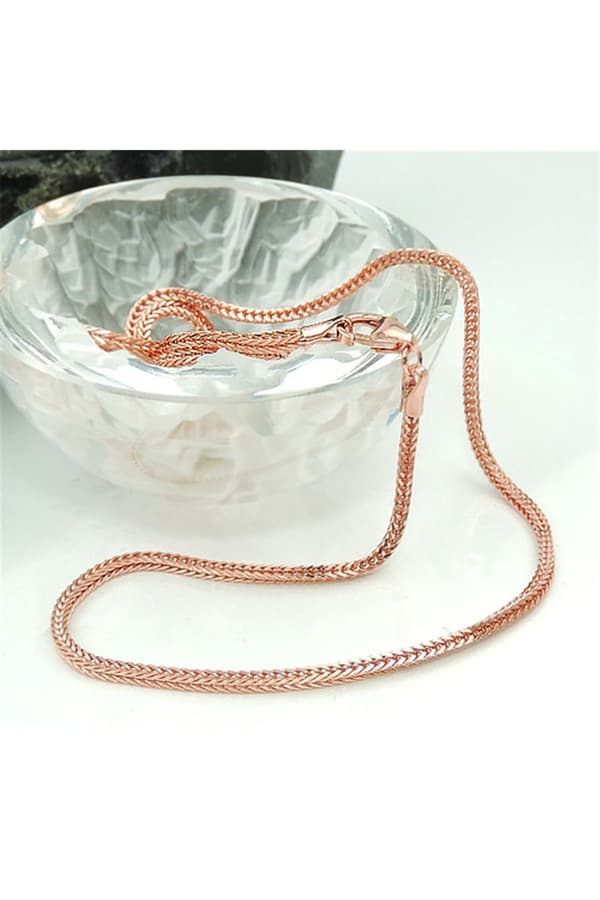 Necklace 1.5mm Foxtail Chain Square Rose Gold Plated 10 Milliem Gold Plated Silver 925 42cm - GL128007-42