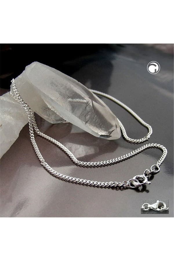 Necklace 1.7mm Flat Curb Chain 2x Diamond Cut Silver 925 45cm - GL101501-45