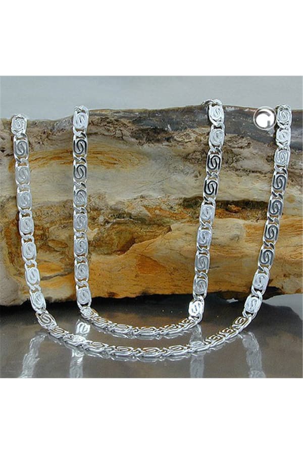 Necklace 3.2mm Flat Scroll Chain Diamond Cut Silver 925 50cm - GL105801-50