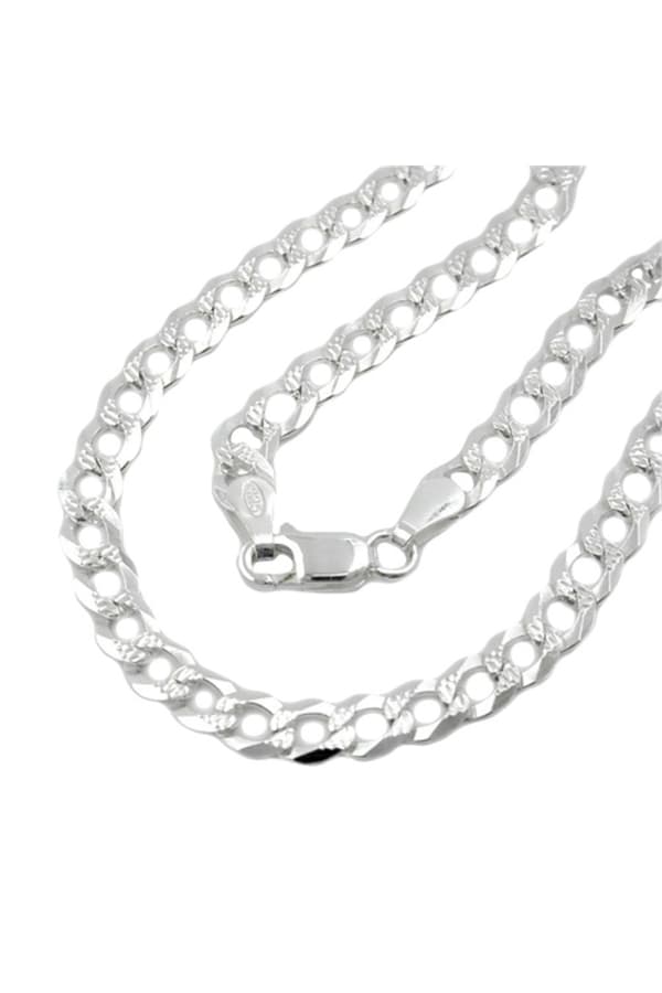 Necklace 4,6mm Flat Curb Chain With Pattern Silver 925 50cm - GL101049-50