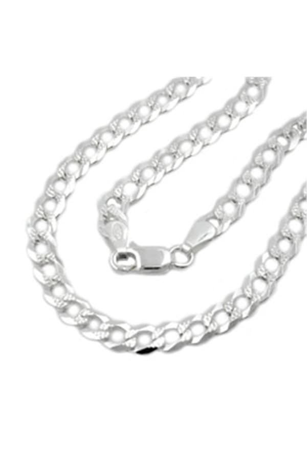 Necklace 4,6mm Flat Curb Chain With Pattern Silver 925 50cm - GL101049-50