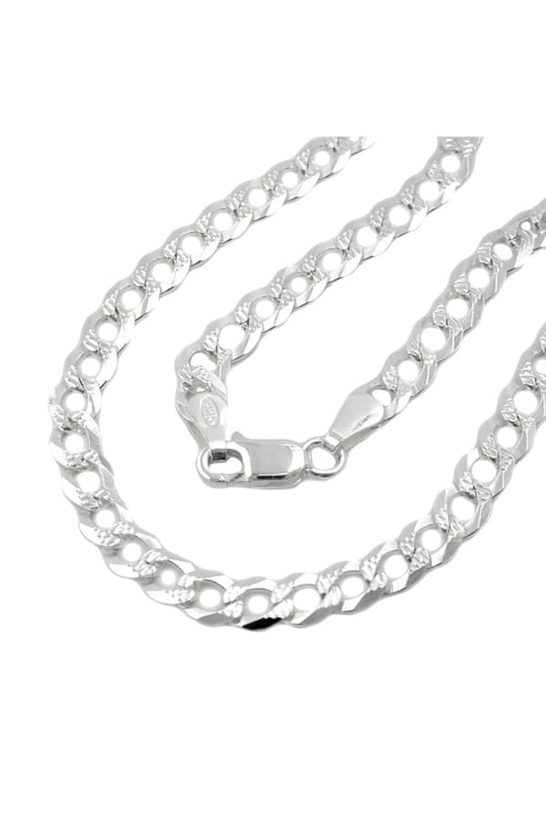 Necklace 4,6mm Flat Curb Chain With Pattern Silver 925 50cm - GL101049-50