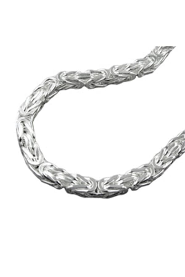 Necklace 6x6mm Square Byzantine Chain Shiny Silver 925 55cm - GL137003-55
