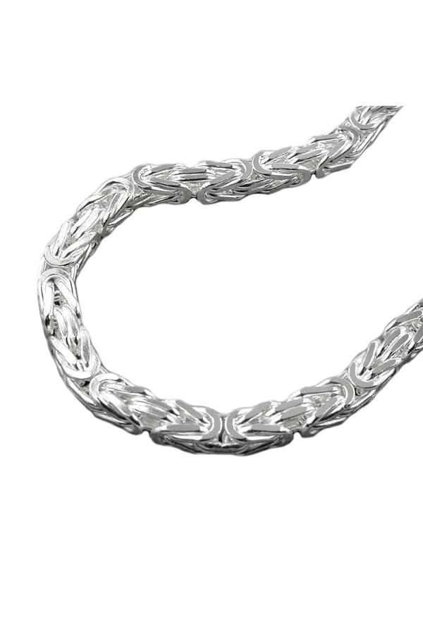 Necklace 6x6mm Square Byzantine Chain Shiny Silver 925 55cm - GL137003-55
