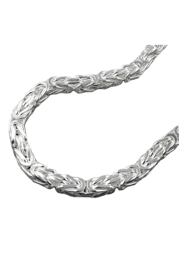 Necklace 5mm Square Byzantine Chain Shiny Silver 925 55cm - GL137002-55