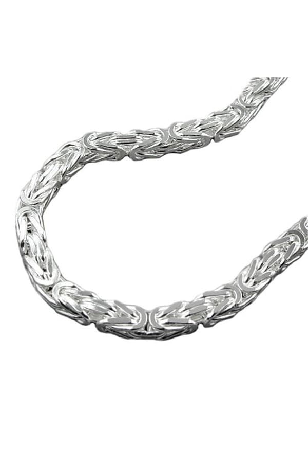 Necklace 5mm Square Byzantine Chain Shiny Silver 925 80cm - GL137002-80