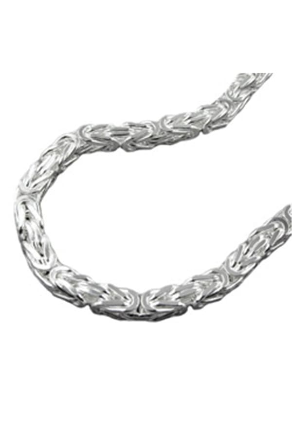Necklace 5mm Square Byzantine Chain Shiny Silver 925 80cm - GL137002-80