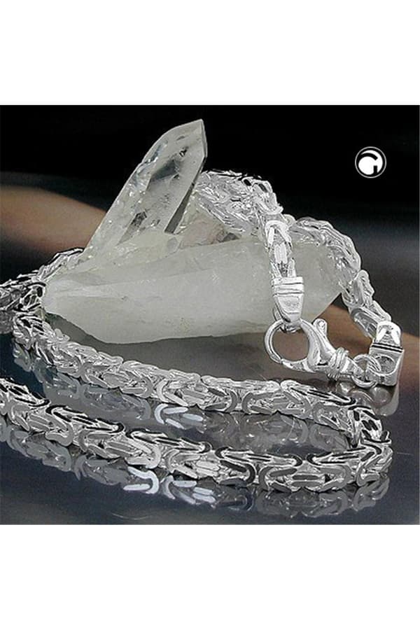 Necklace 5mm Square Byzantine Chain Shiny Silver 925 80cm - GL137002-80