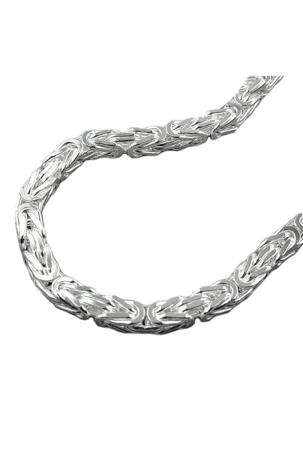 Necklace 5mm Square Byzantine Chain Shiny Silver 925 80cm - GL137002-80