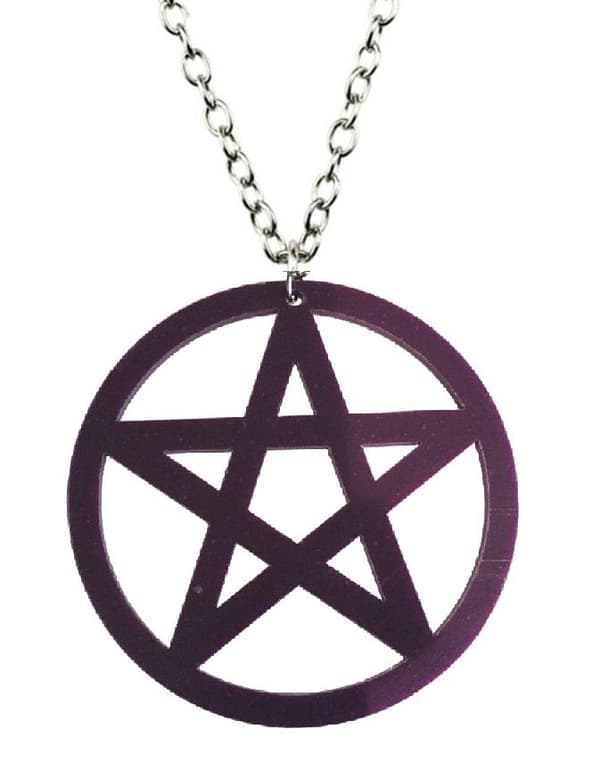 Necklace - Pentagram - Oversize - Acrylic - Purple