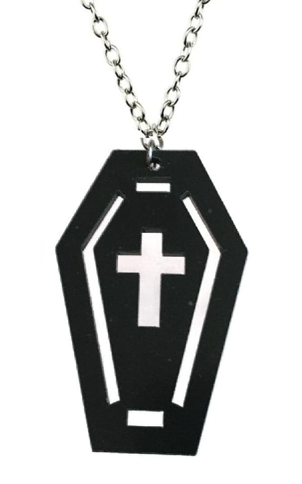 Halsband Kista Coffin Halloween Kors Cross Vampyr Zombie Skelett