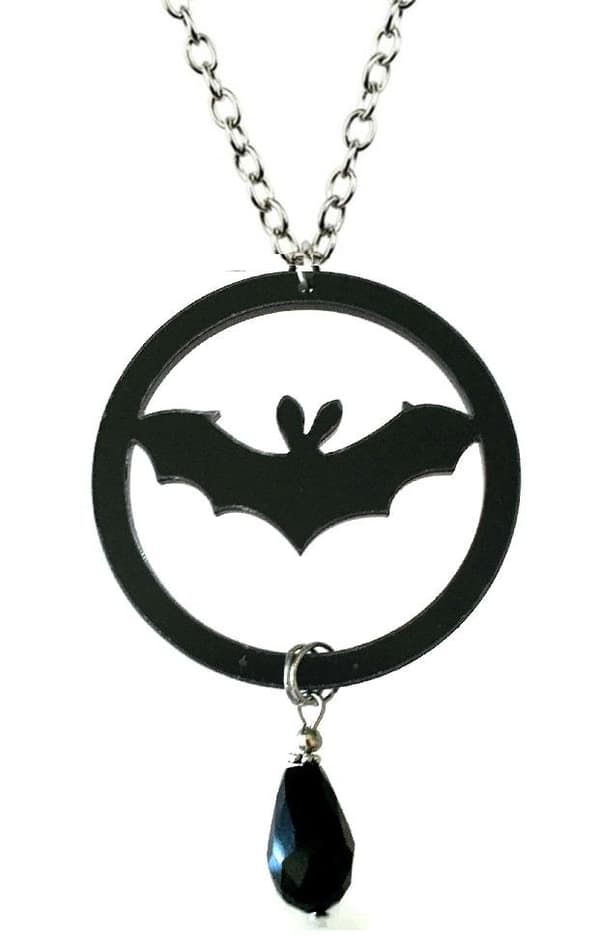 Necklace - Bat - Drop - Acrylic - Black