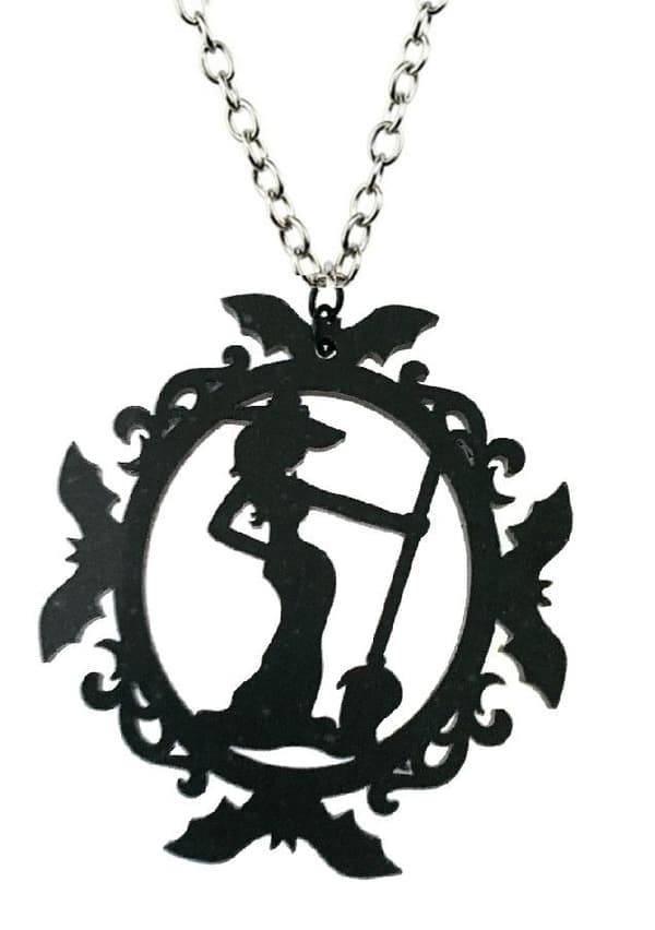 Necklace - Witch - Bats - Black - Acrylic