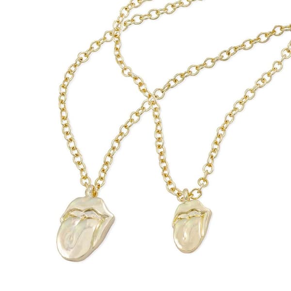 The Rolling Stones Necklace & Bracelet Set: Gold Tongue